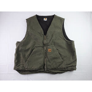 Carhartt Olive Green Sherpa-Lined Work Vest